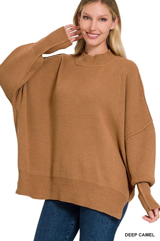 Side Slit Oversized Sweater ZENANA RUST / S/M 1000001914334