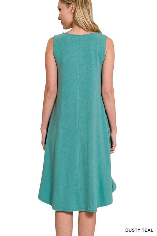 Sleeveless Round Neck Round Hem Midi Dress ZENANA