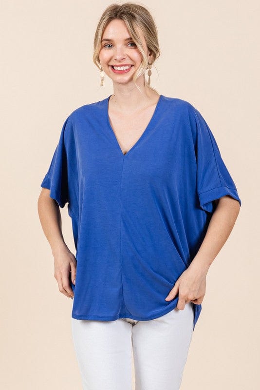 Softest Boxy V-neck Top- ROYAL JODIFL