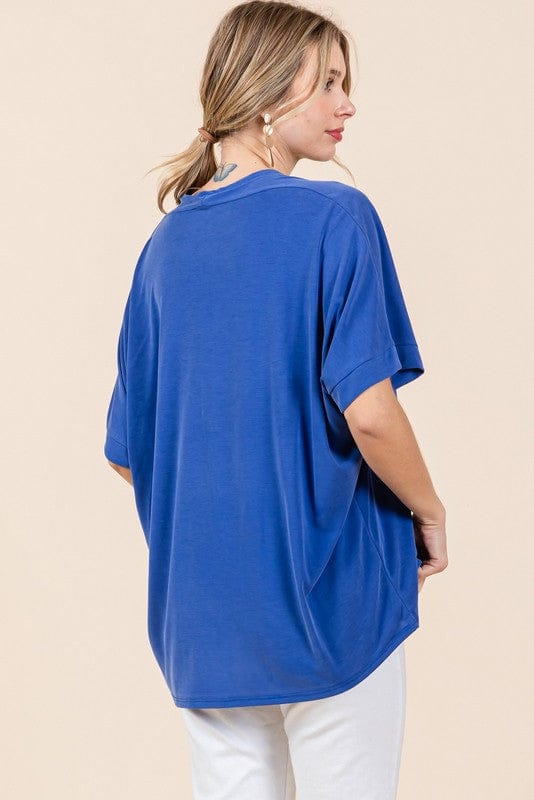 Softest Boxy V-neck Top- ROYAL JODIFL