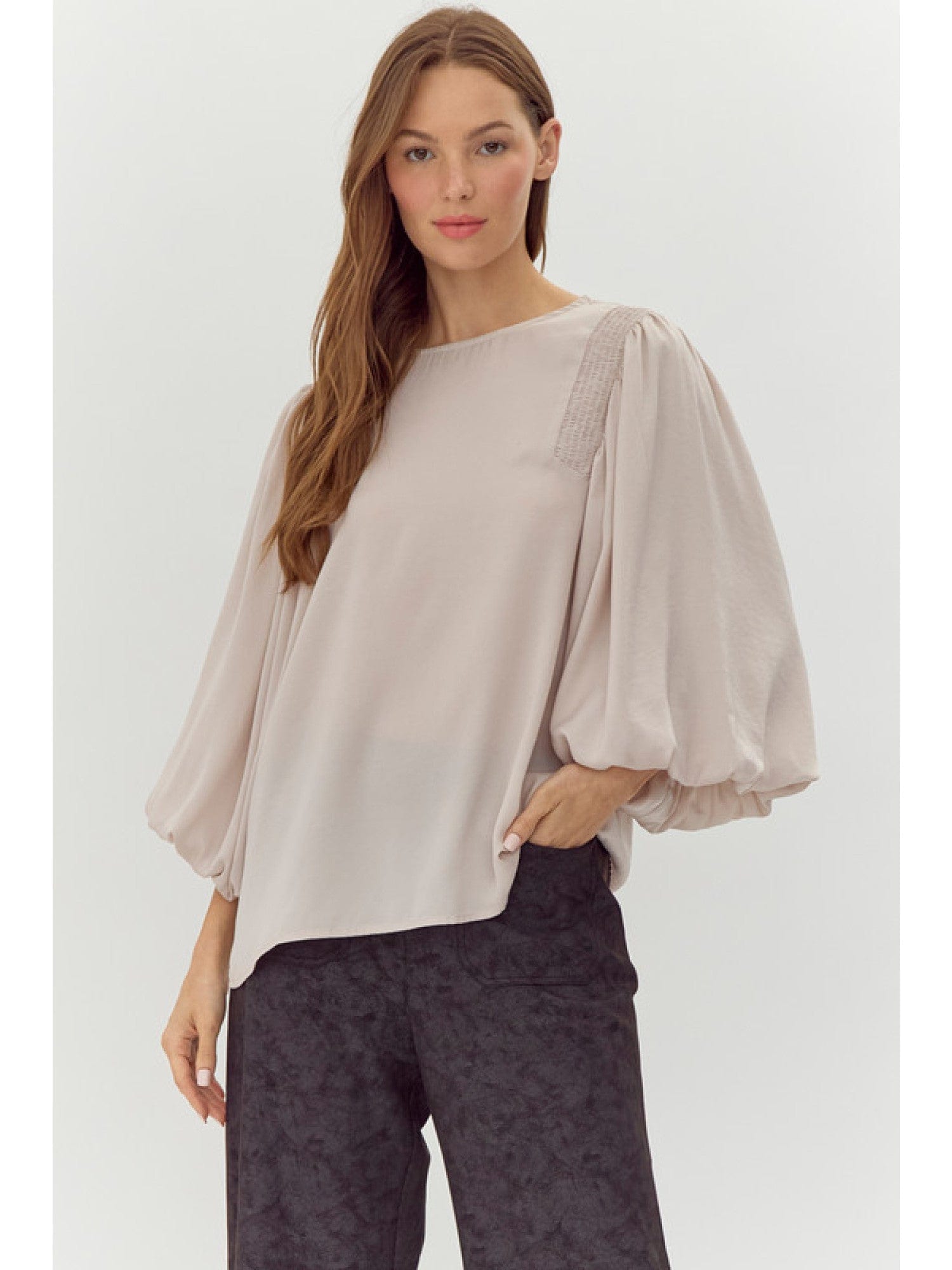 Solid top with U-neck-CHAMPAGNE JODIFL