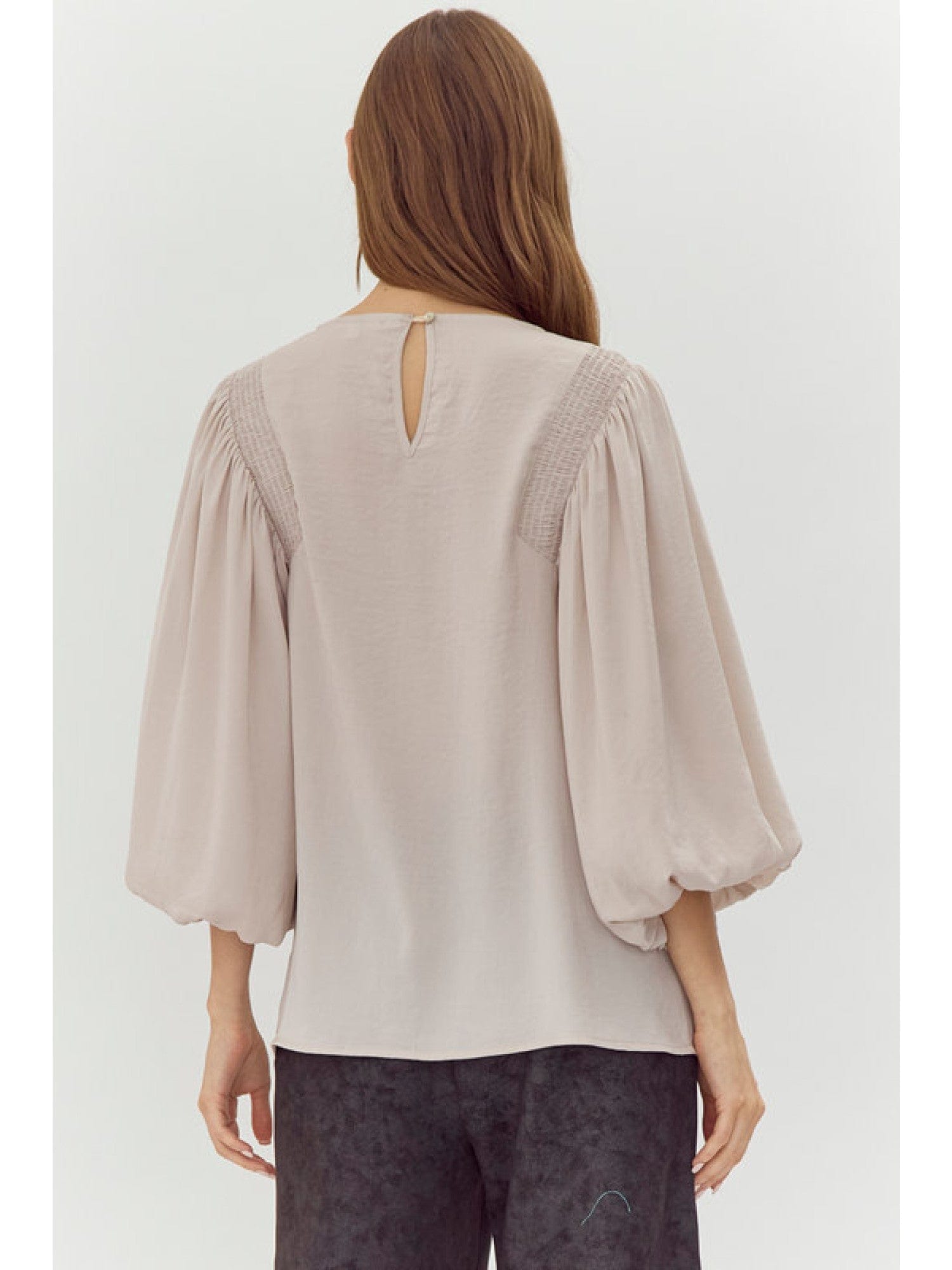 Solid top with U-neck-CHAMPAGNE JODIFL