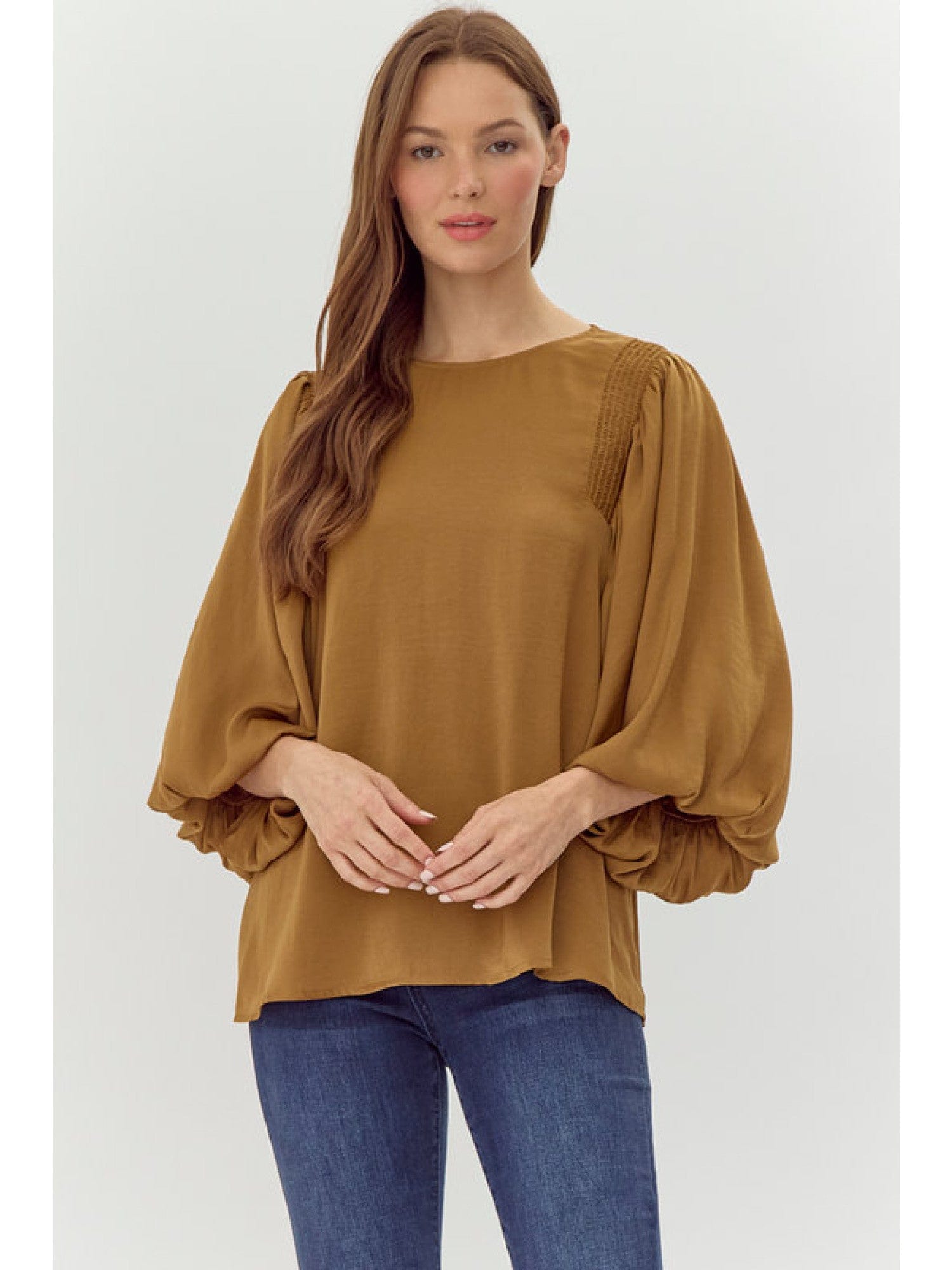 Solid top with U-neck-TOFFEE JODIFL