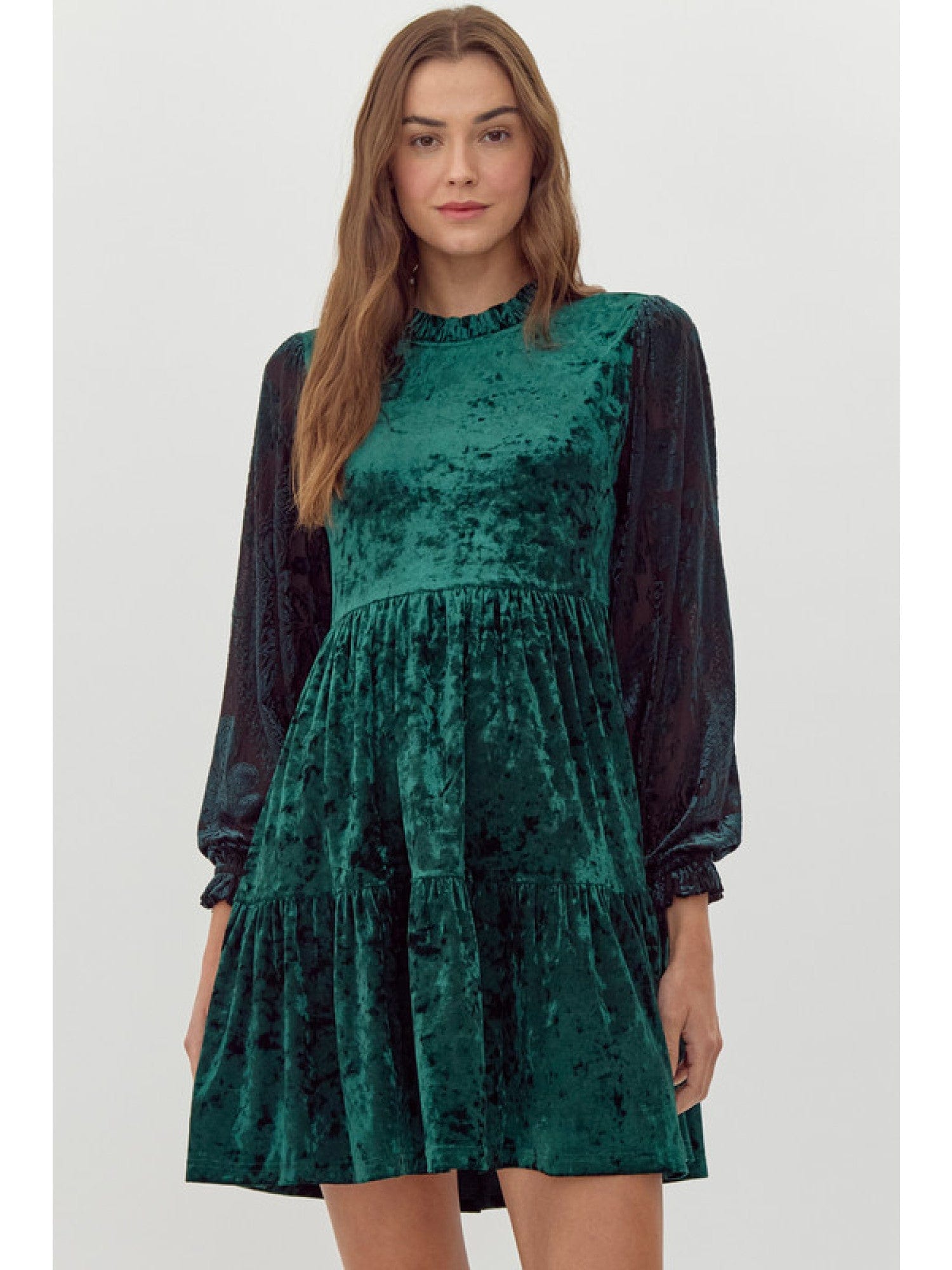 Velvet Baby Doll Dress-Hunter JODIFL