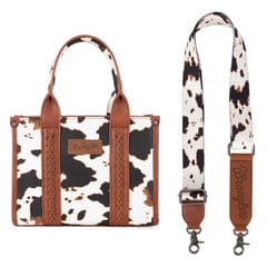 WG133-8120S Wrangler Cow Print Concealed Carry Tote/Crossbody - Brown Wrangler WG133-8120S