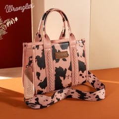 WG133-8120S Wrangler Cow Print Concealed Carry Tote/Crossbody - Pink Wrangler WG133-8120S-Pink