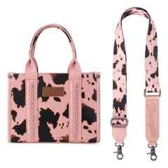 WG133-8120S Wrangler Cow Print Concealed Carry Tote/Crossbody - Pink Wrangler WG133-8120S-Pink