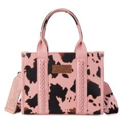 WG133-8120S Wrangler Cow Print Concealed Carry Tote/Crossbody - Pink Wrangler WG133-8120S-Pink