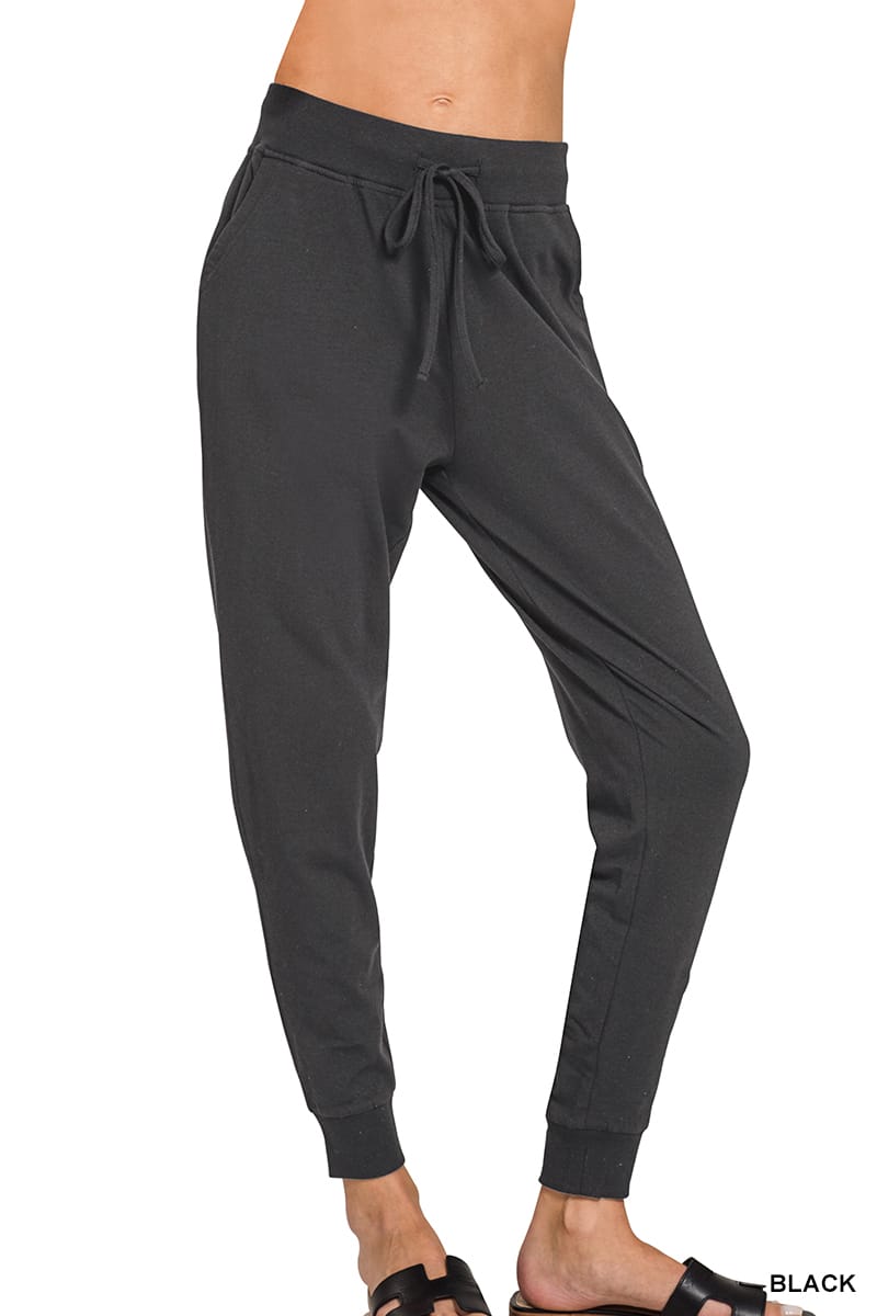 Zenana Cotton Jogger Pants ZENANA Black / S CP-3514D4