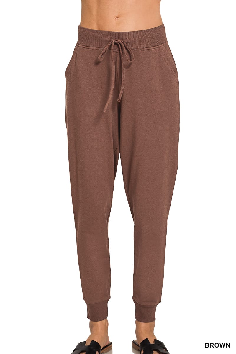 Zenana Cotton Jogger Pants ZENANA Brown / S CP-3514D8