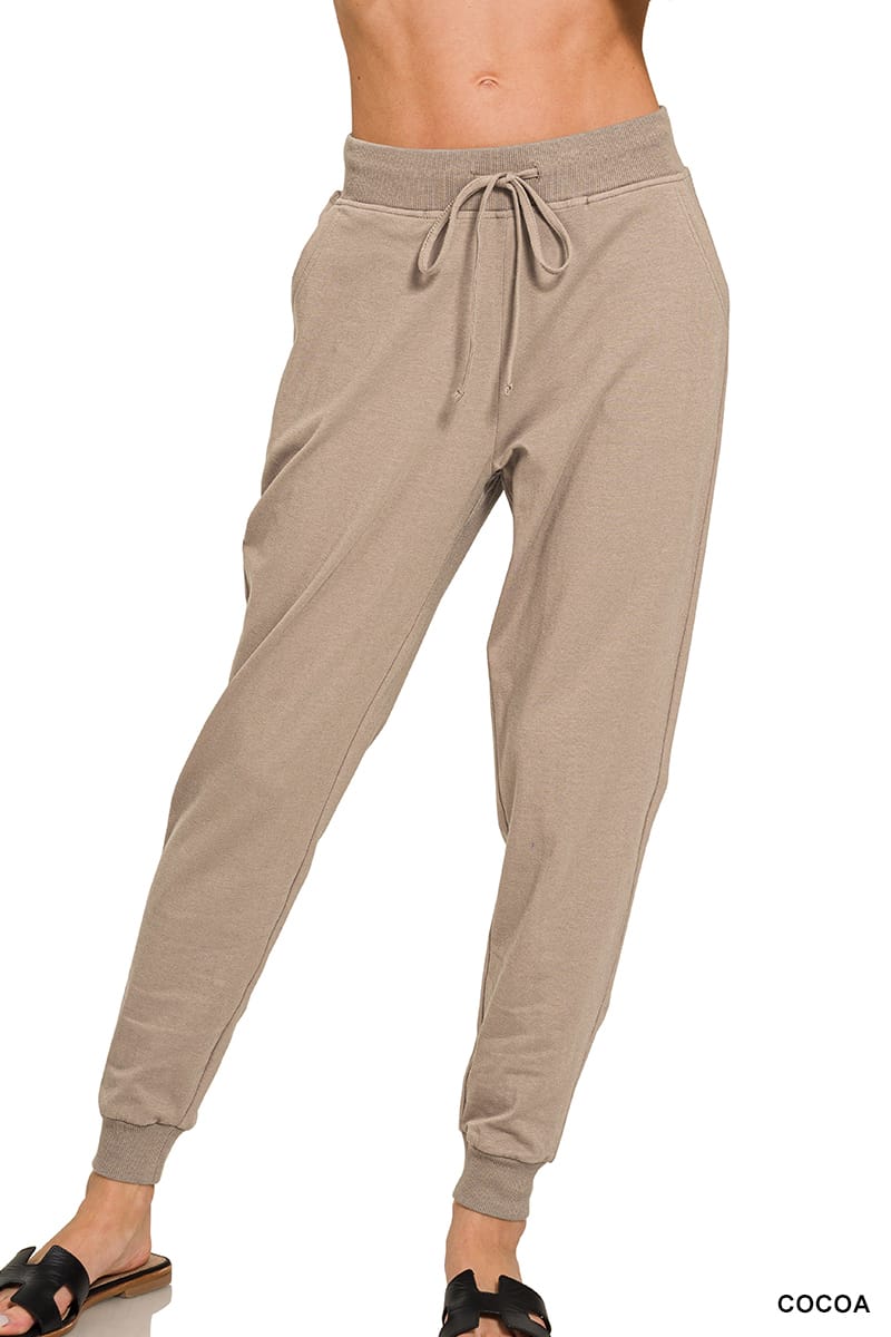Zenana Cotton Jogger Pants ZENANA Cocoa / S CP-3514D48