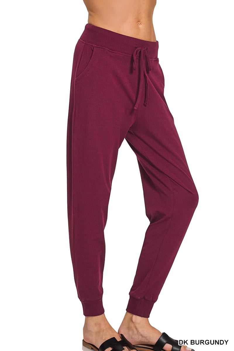 Zenana Cotton Jogger Pants ZENANA Dk Burgundy / S CP-3514D20