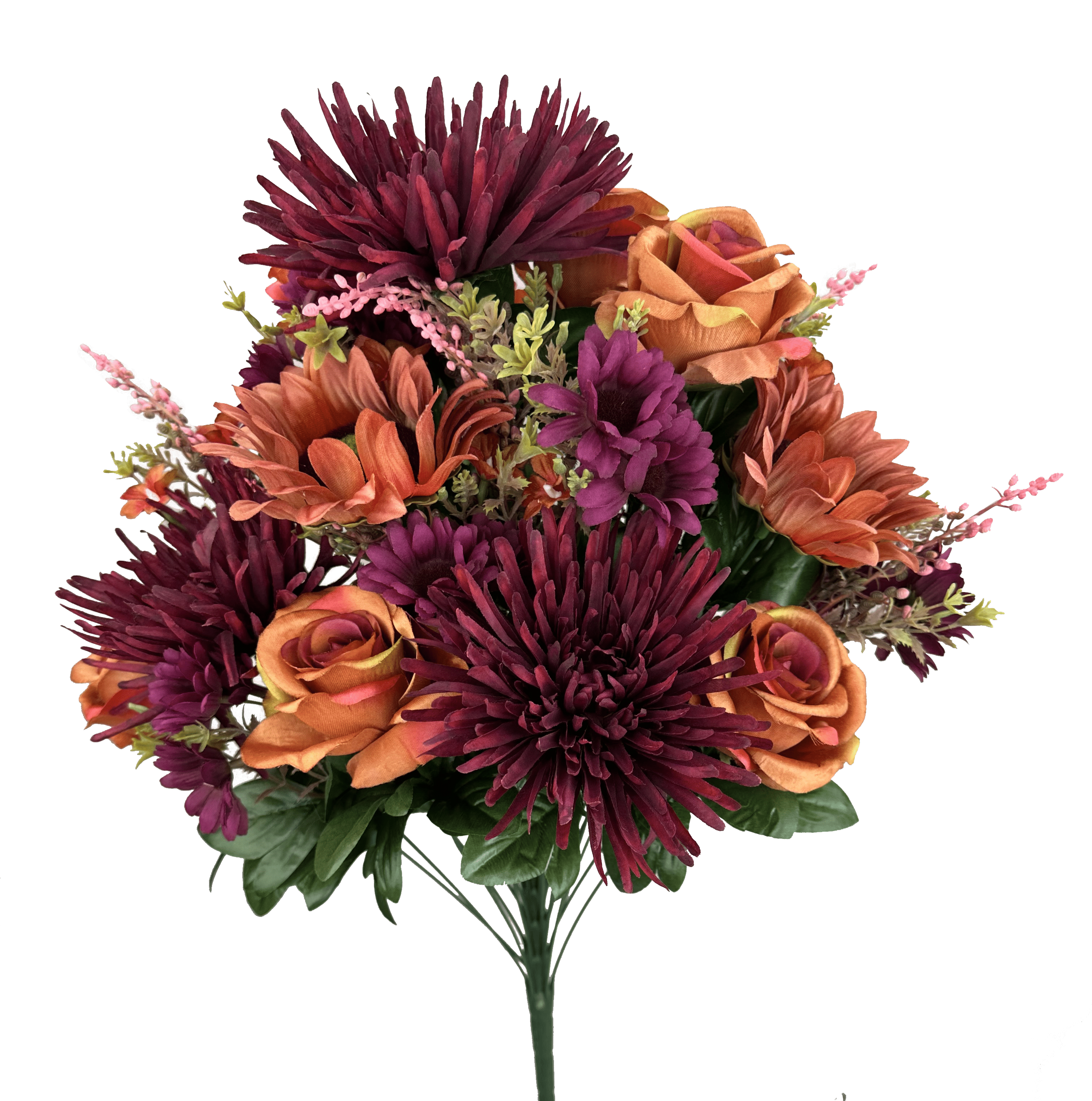 ZINNIA SUNFLOWER ROSE BUSH X 28 H24 BURGUNDY/ RUST Liberty Floral 57194BGRT