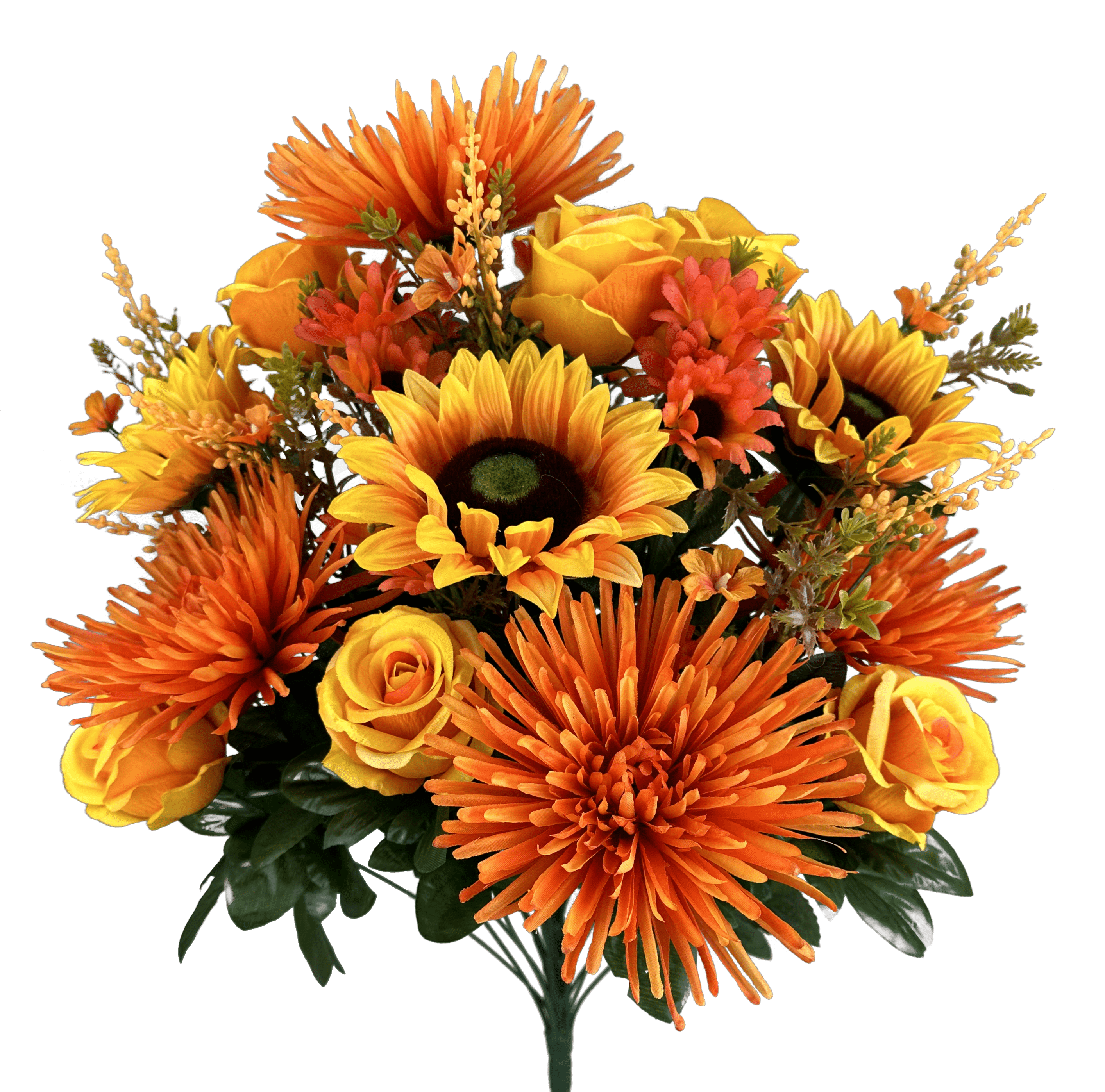 ZINNIA SUNFLOWER ROSE BUSH X 28 H24 ORANGE/YELLOW Liberty Floral 57194ORYW